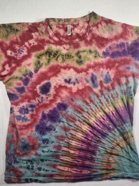 Avatar Tie Dye T-Shirt Mens XL Multicolor Nepal Cotton Short Sleeve Boho Spiral